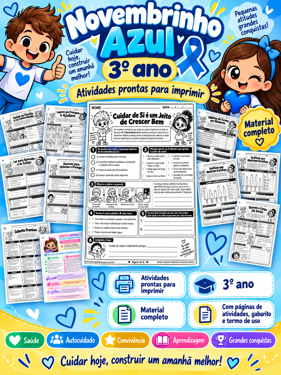 Atividades Novembrinho Azul – 3º Ano | Saúde, Autocuidado e Hábitos Saudáveis