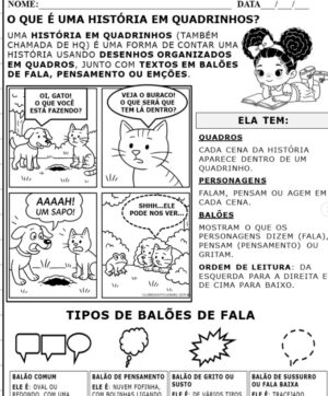 Conceito e atividades sobre História em quadrinhos para 1º ano