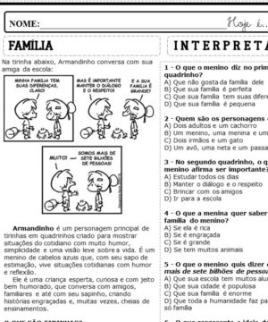 Atividades sobre Família para 4º e 5º ano