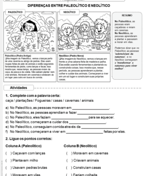 Diferenças entre paleolítico e neolítico