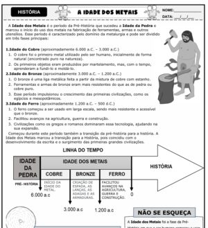 idade dos metais 5º ano